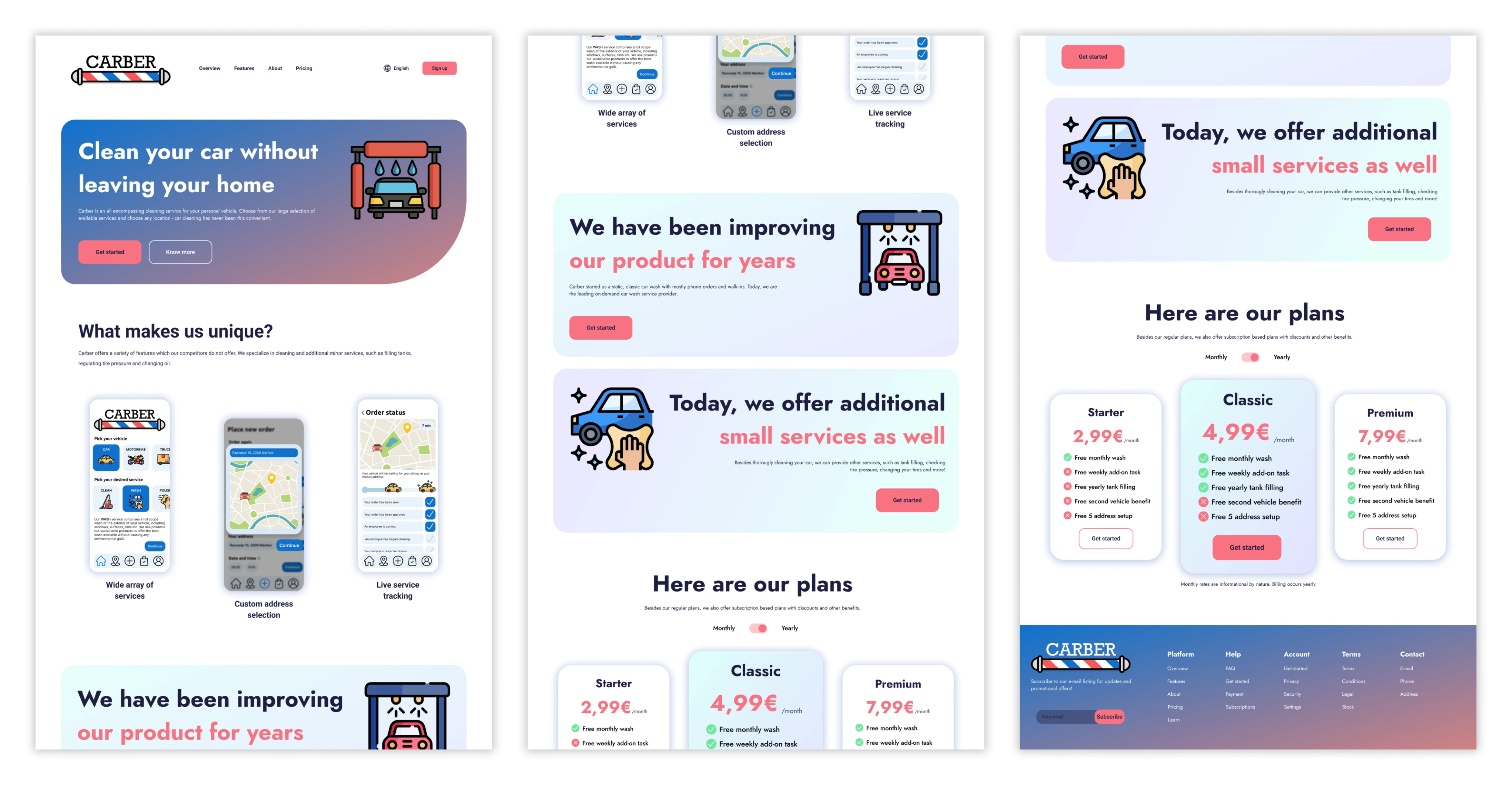 Carber landing page design
